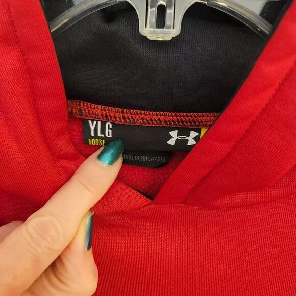 Kids Under Armour Red Hoodie Size Large - Picture 7 of 9